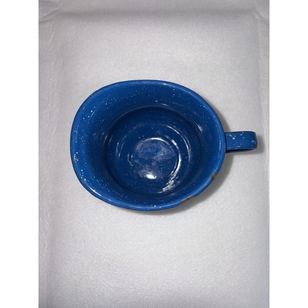 Vintage Enamelware Pitcher Blue 5 Inches Tall Country Farmhouse Decor - Picture 5 of 7